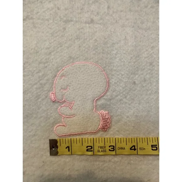 Vintage Baby Crib Blanket White Pink Satin Edge Bunny Embroidered Polyester USA